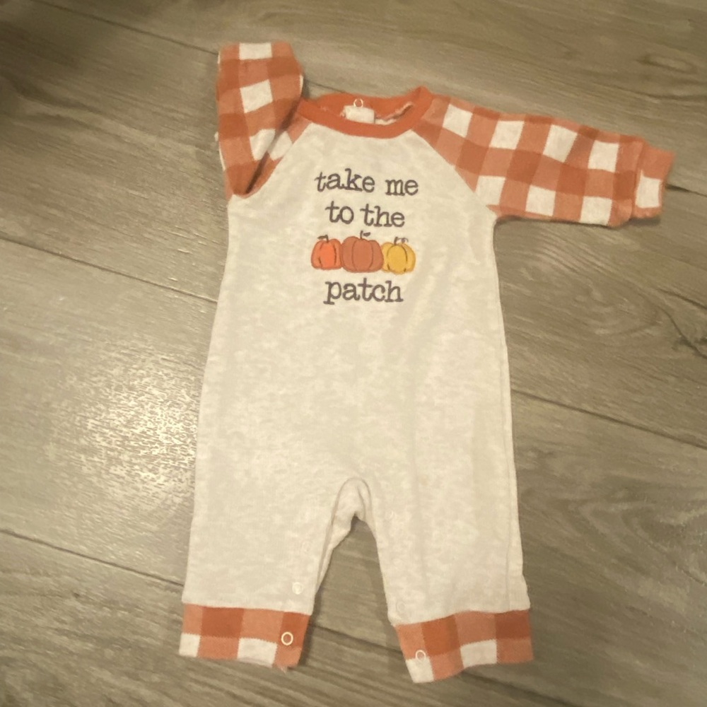 Plaid Pumpkin Patch Kids One Piece